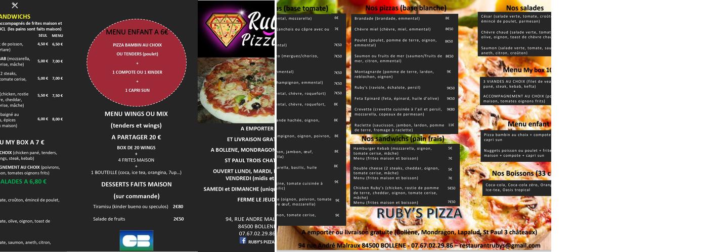 Ruby’s Restaurant Menu