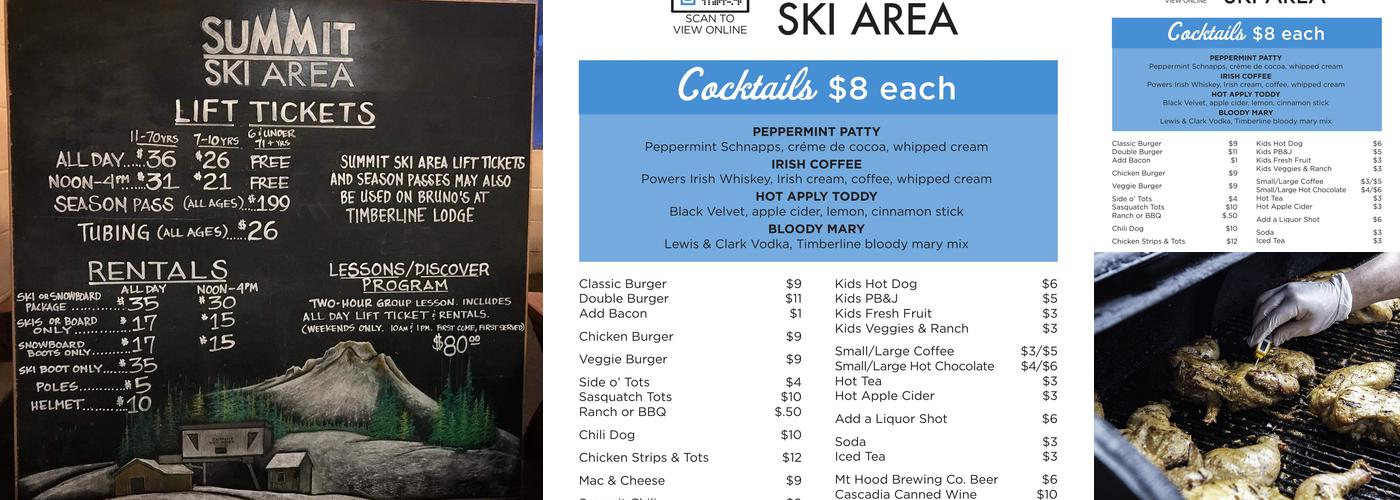 Timberline Summit Pass Menu