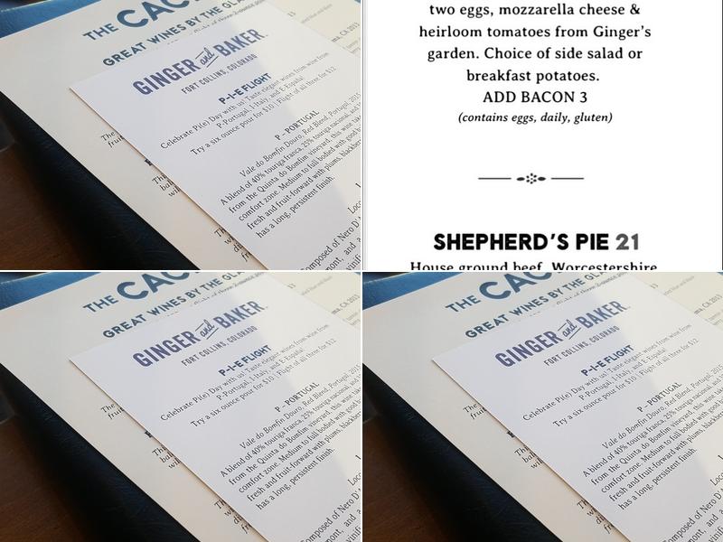 The Cache at Ginger and Baker Menu