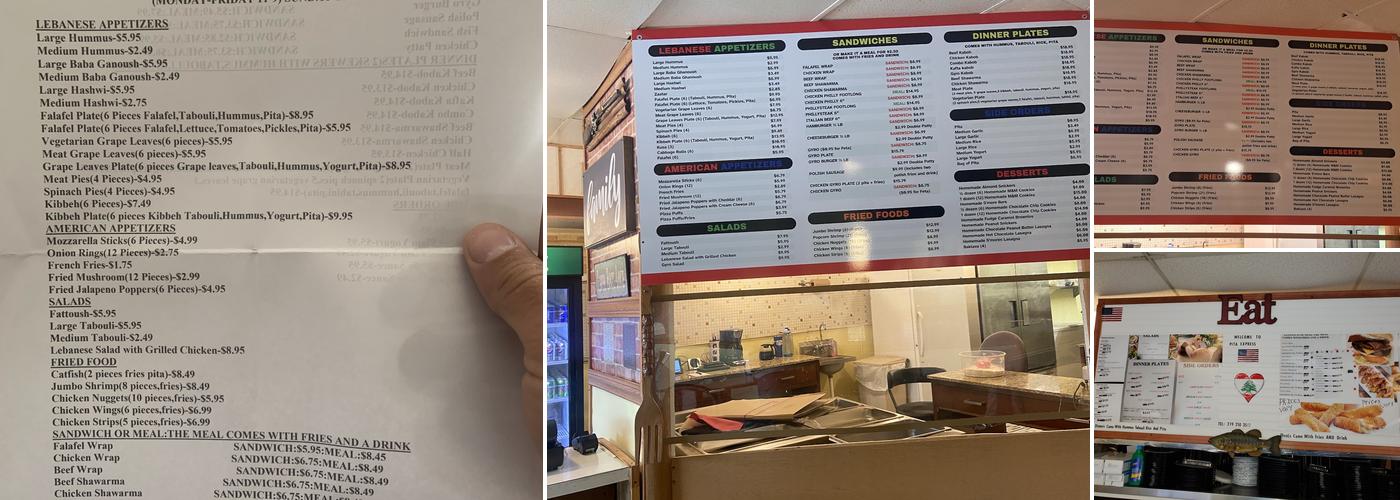 Tony’s Diner Menu