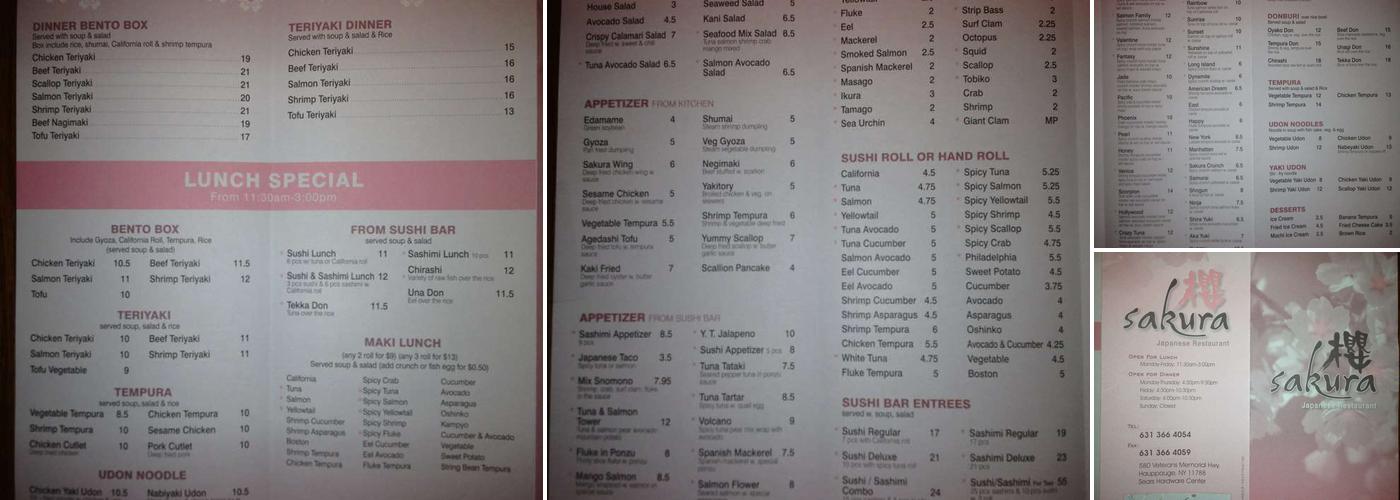 Sakura Sushi Menu