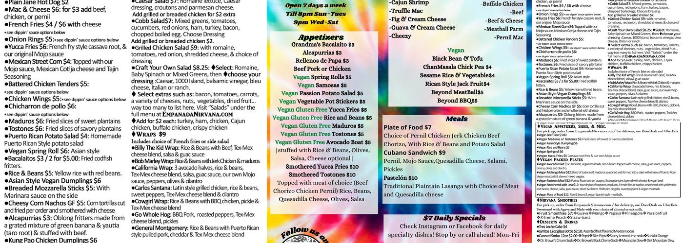 Empanada Nirvana Walden NY Menu