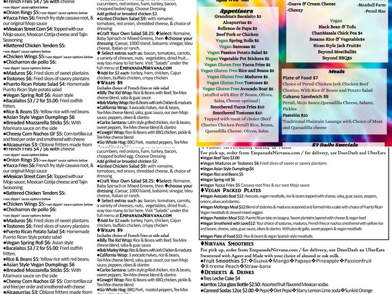 Empanada Nirvana Walden NY Menu