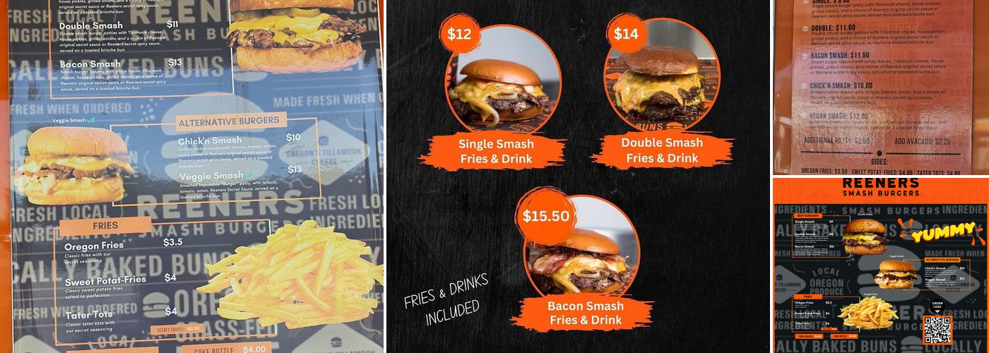 Reeners Smash Burgers Menu