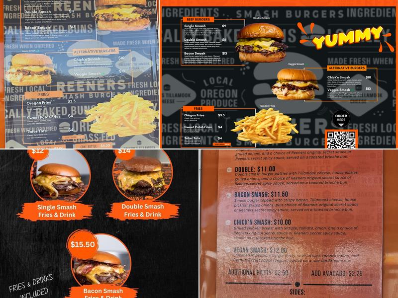 Reeners Smash Burgers Menu