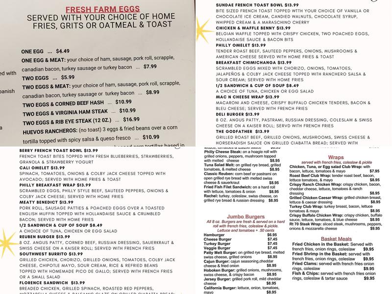 RT 70 Diner Menu