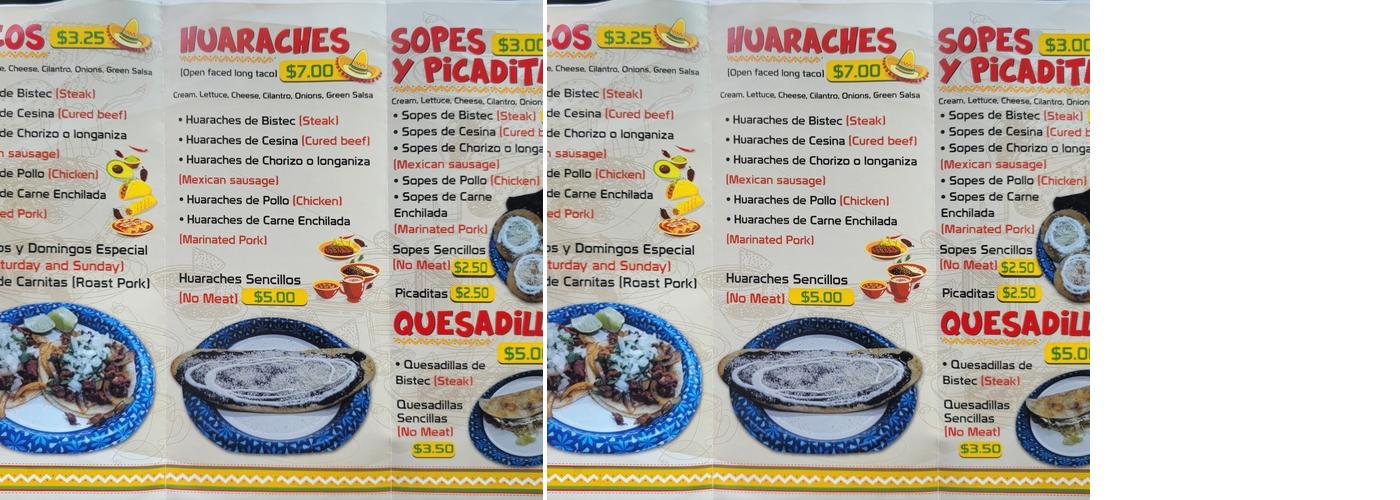 Taco Veloz Menu