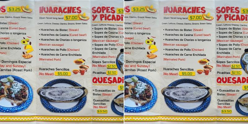 Taco Veloz Menu