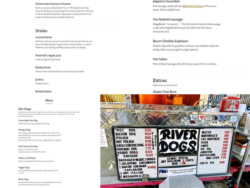 River Dogs of Boulder Creek Menu