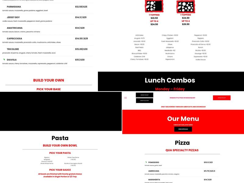 Qua Pizza Menu