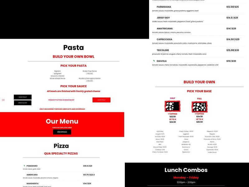 Qua Pizza Menu
