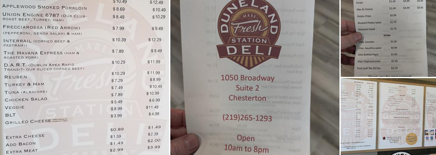 Duneland Station Deli Menu