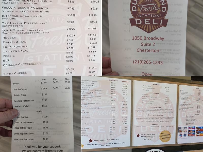 Duneland Station Deli Menu