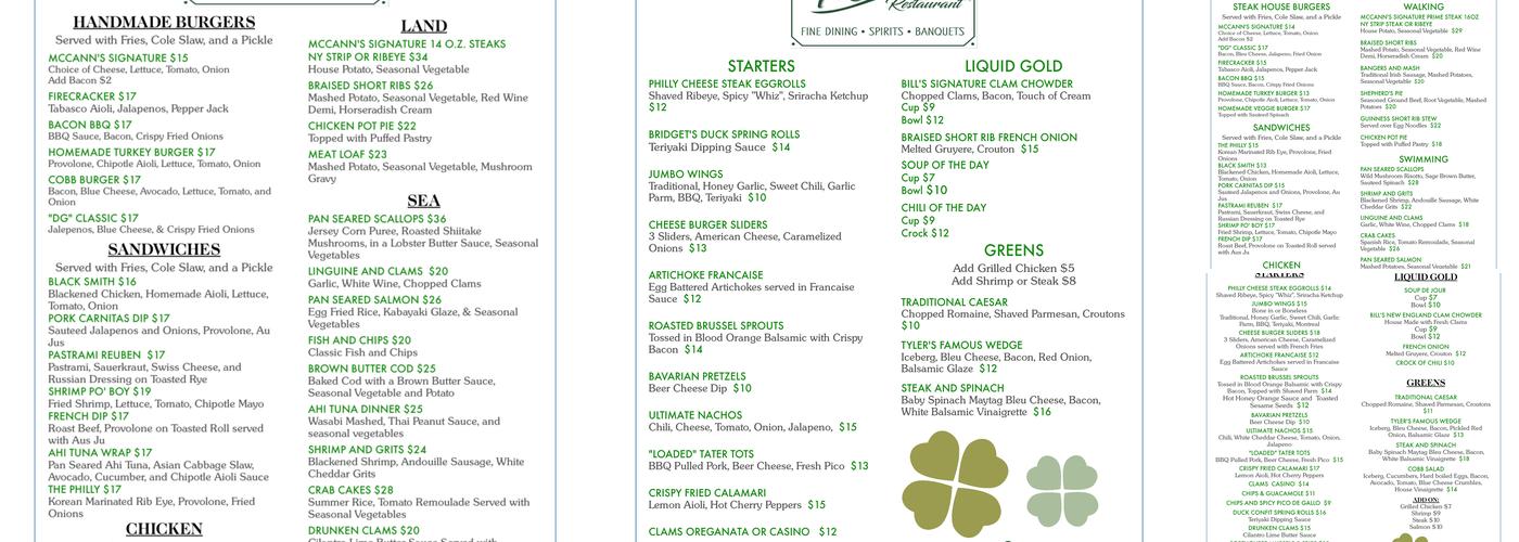 The All New McCanns Menu
