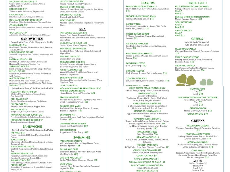 The All New McCanns Menu