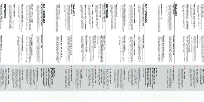 450 North Bar & Bistro Menu