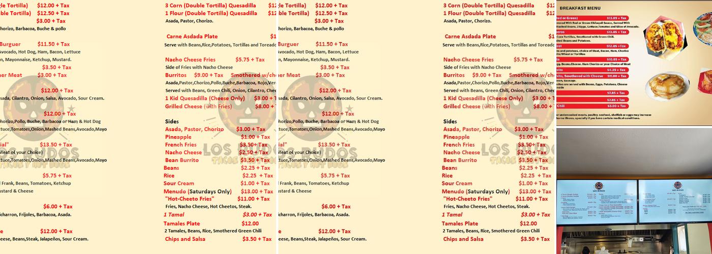 Los rudos tacos y hotdogs Menu