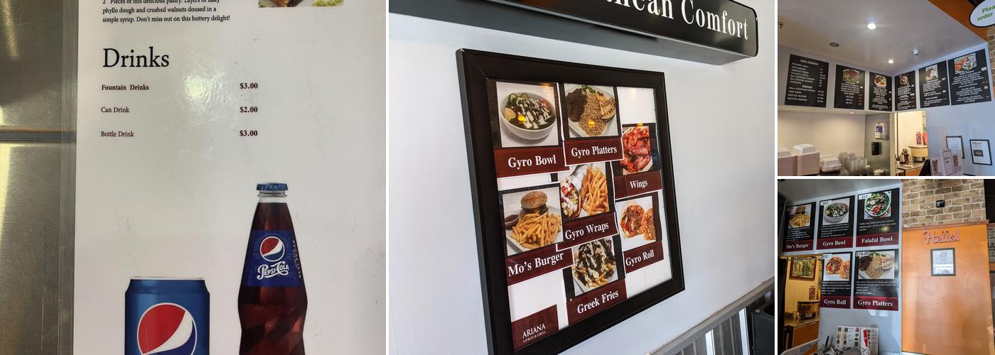 Ariana Gyros and Grill (halal) Menu