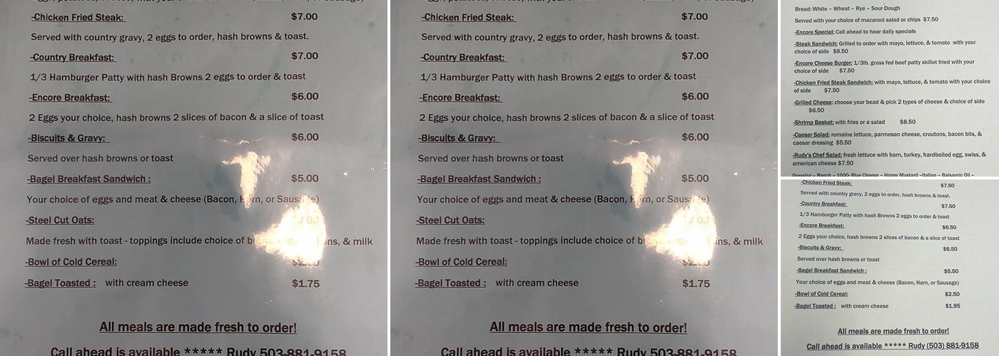 Rudy's Encore Deli Menu