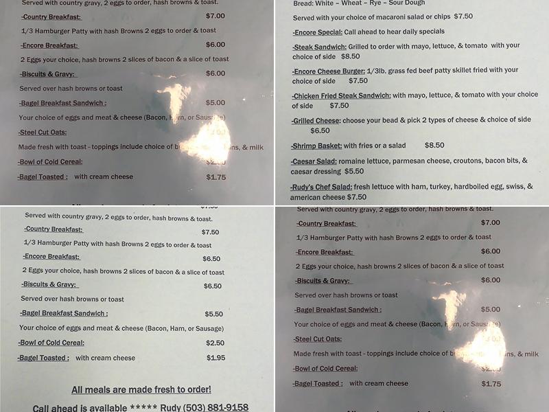 Rudy's Encore Deli Menu