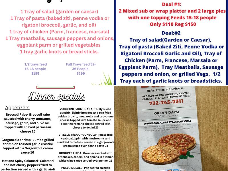 Dusals Italian Restaurant & Pizzeria Menu