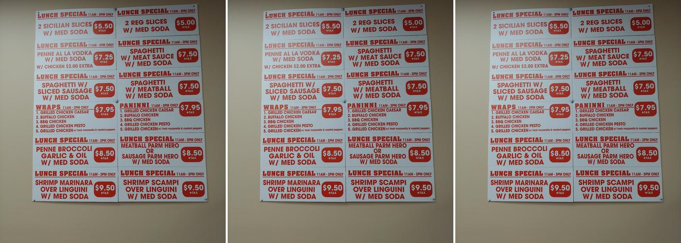 Carmela's Pizzeria Menu