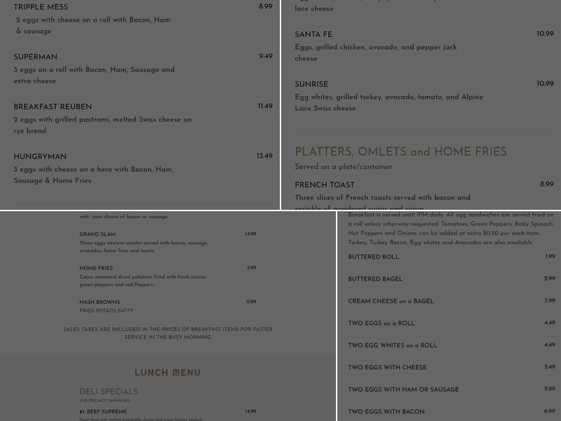 Atlantic Avenue Deli & Catering Menu