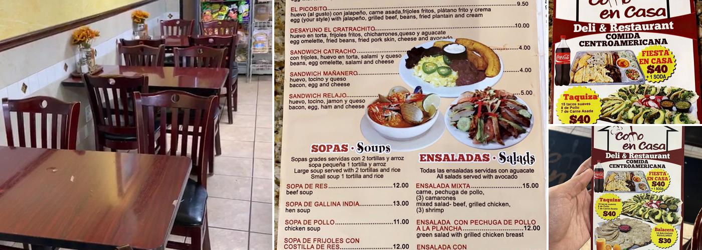 Como En Casa Deli Restaurant Menu