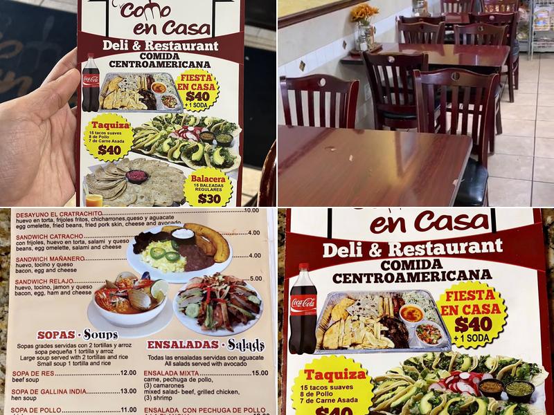 Como En Casa Deli Restaurant Menu