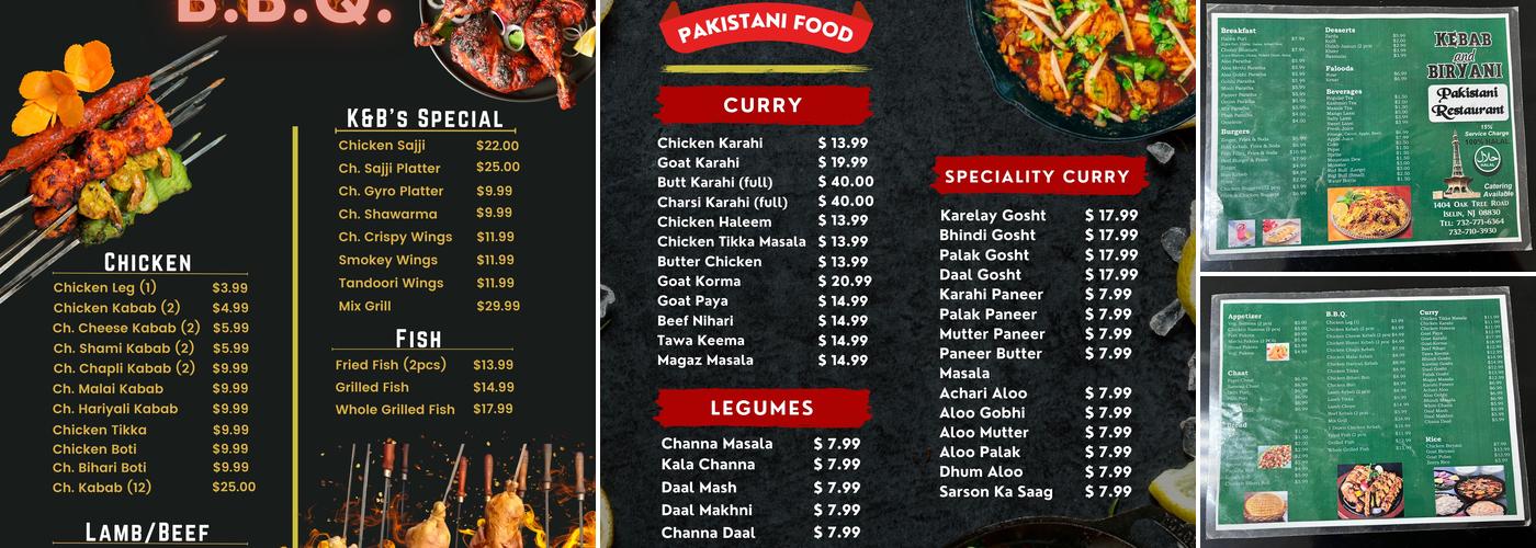 Kabab and Biryani Menu
