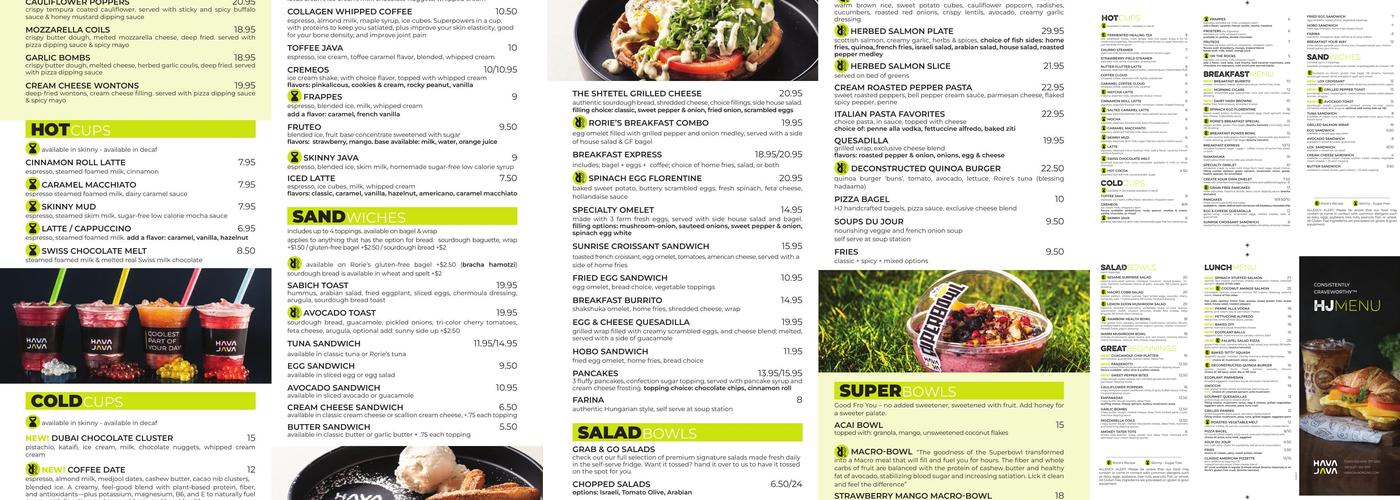 Hava Java Wesley Menu