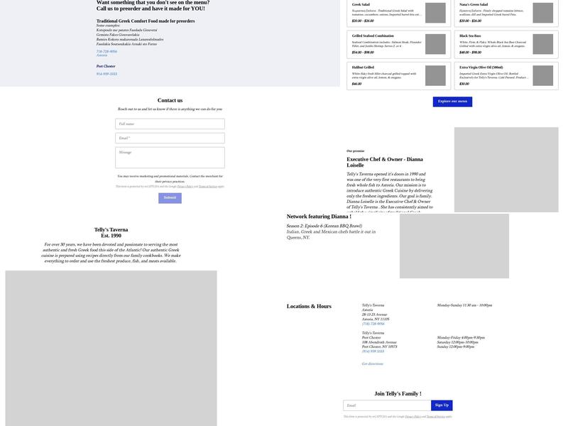 Telly’s Taverna Menu