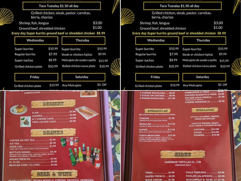 Hacienda El Rancho Viejo Restaurant Menu