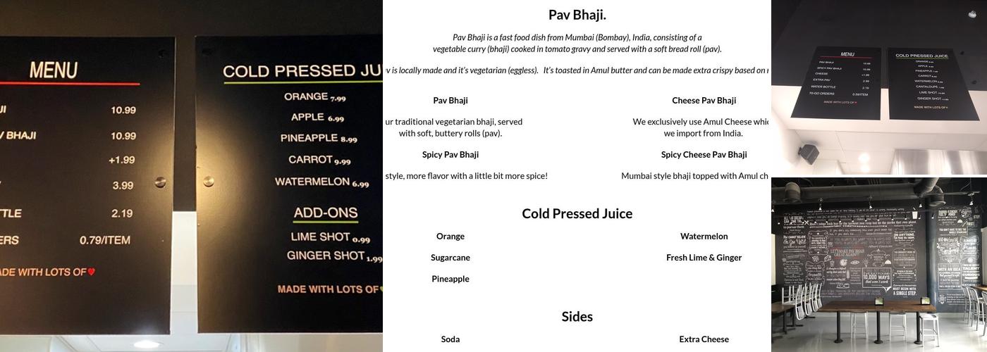 PAV BHAJI HUT Menu