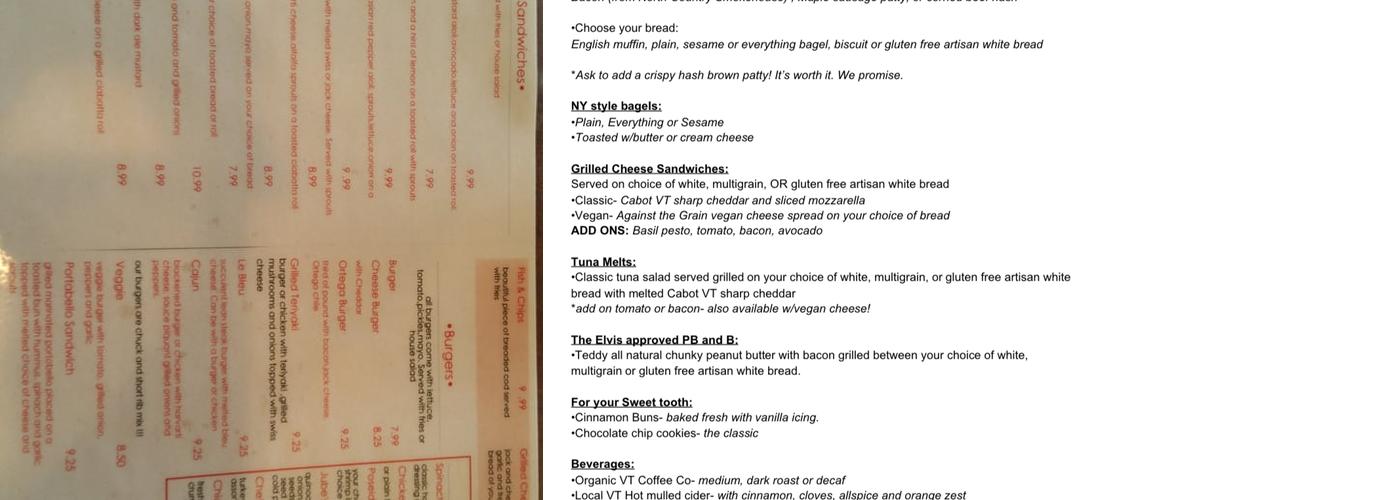 The Little House Menu