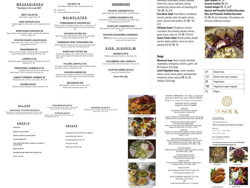 Le Souk Menu