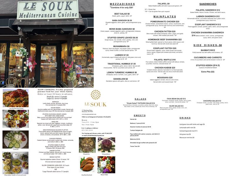 Le Souk Menu