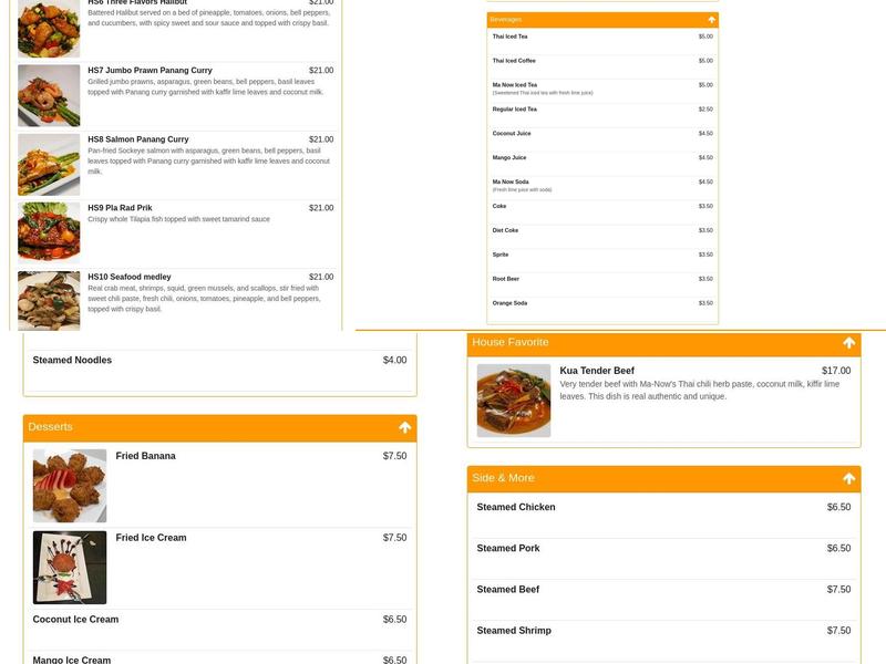 MA - NOW THAI CUISINE Menu