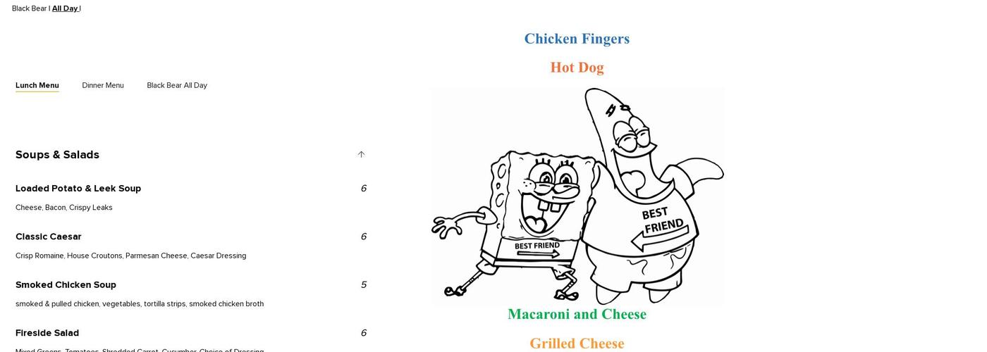 Fireside @ Blackstone Menu