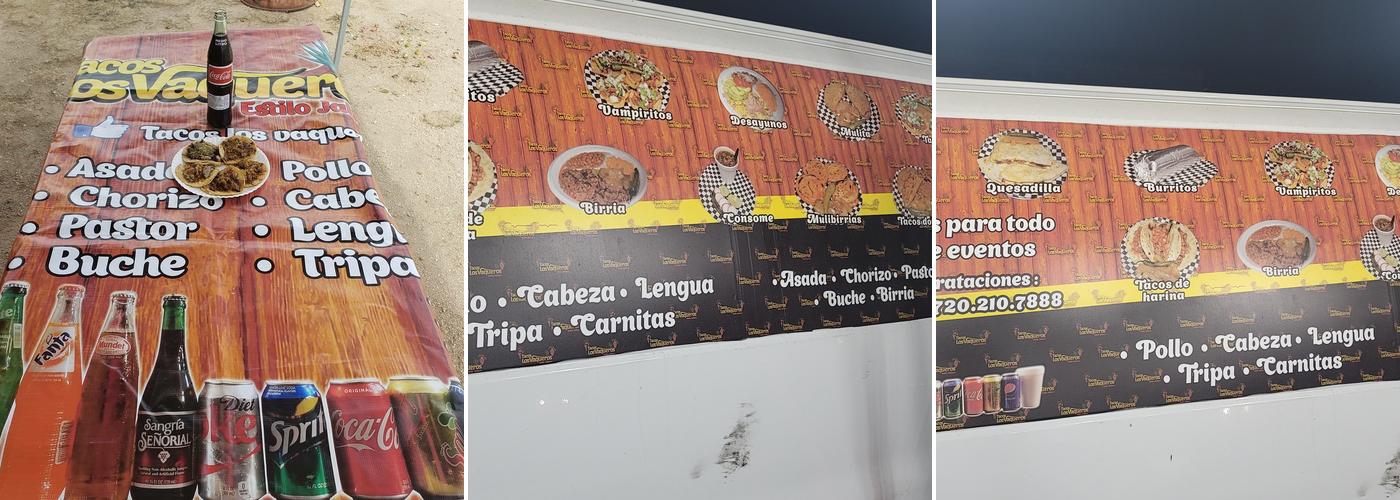 Tacos los vaqueros Menu