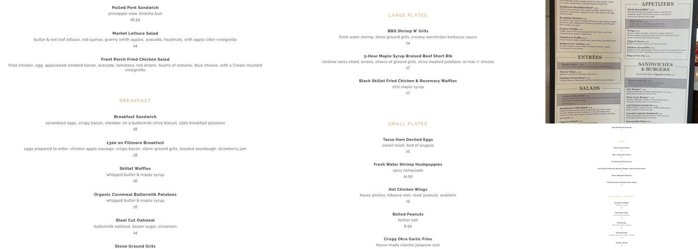 1300 On Fillmore Menu