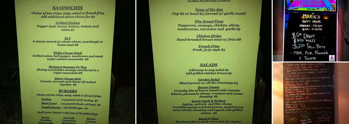 Marie's Menu