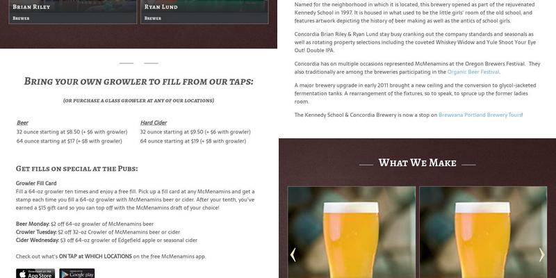 McMenamins Concordia Brewery Menu