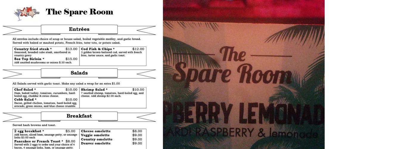 Spare Room Restaurant & Lounge Menu