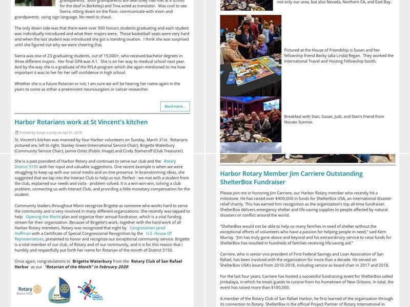 Rotary Club of San Rafael Harbor Menu