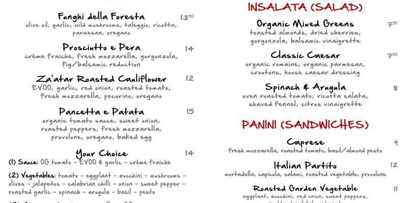 Lascala Food Hall Menu