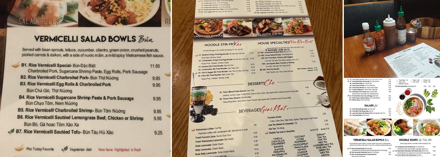 Phở Today Menu