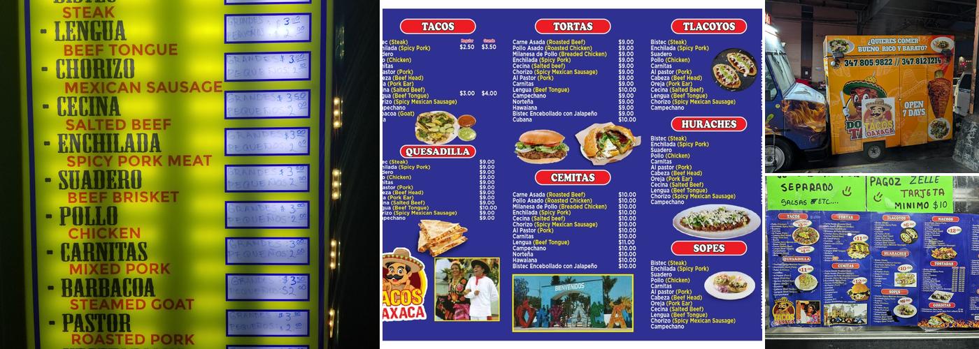 Tacos Oaxaca Menu