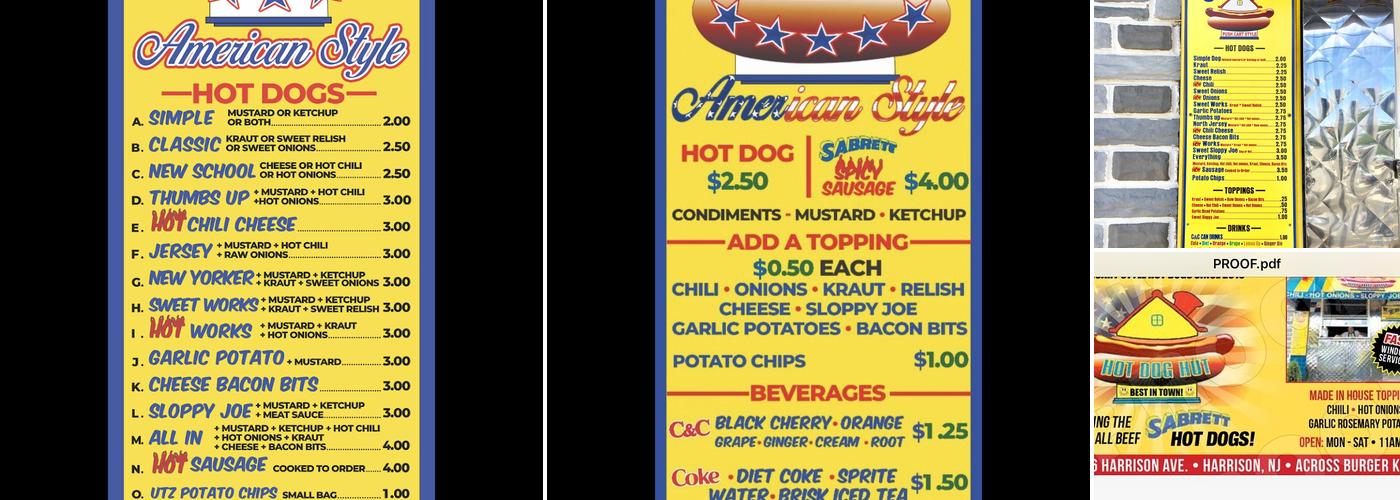 Hot Dog Hut Menu