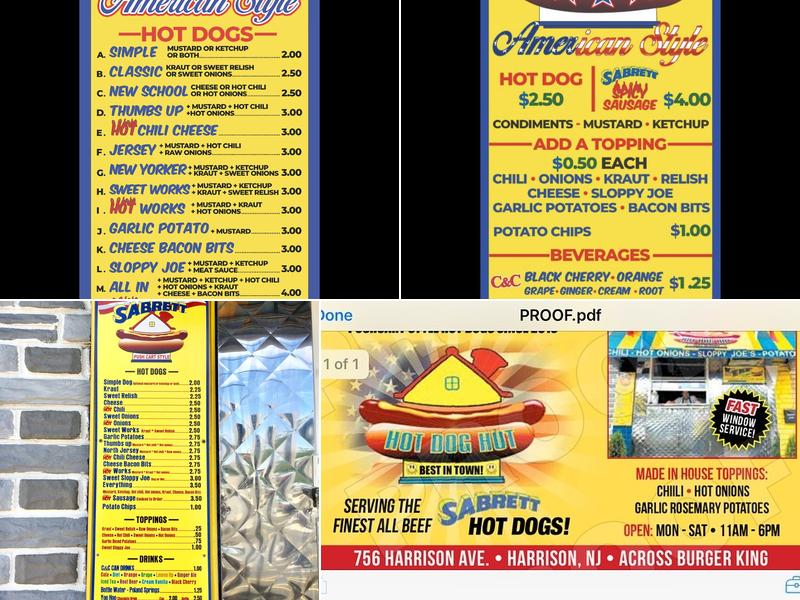 Hot Dog Hut Menu